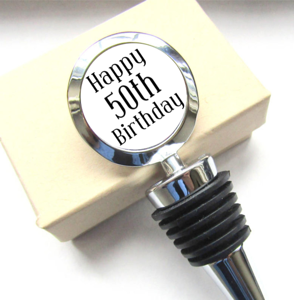 Happy 50th Birthday Bottle Stopper, Custom Bottle Stopper